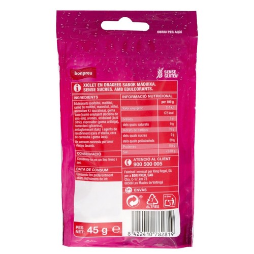 BONPREU Xiclets sabor maduixa sense sucres