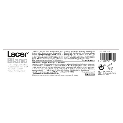 LACER BLANC Pasta dentífrica blanquejant menta