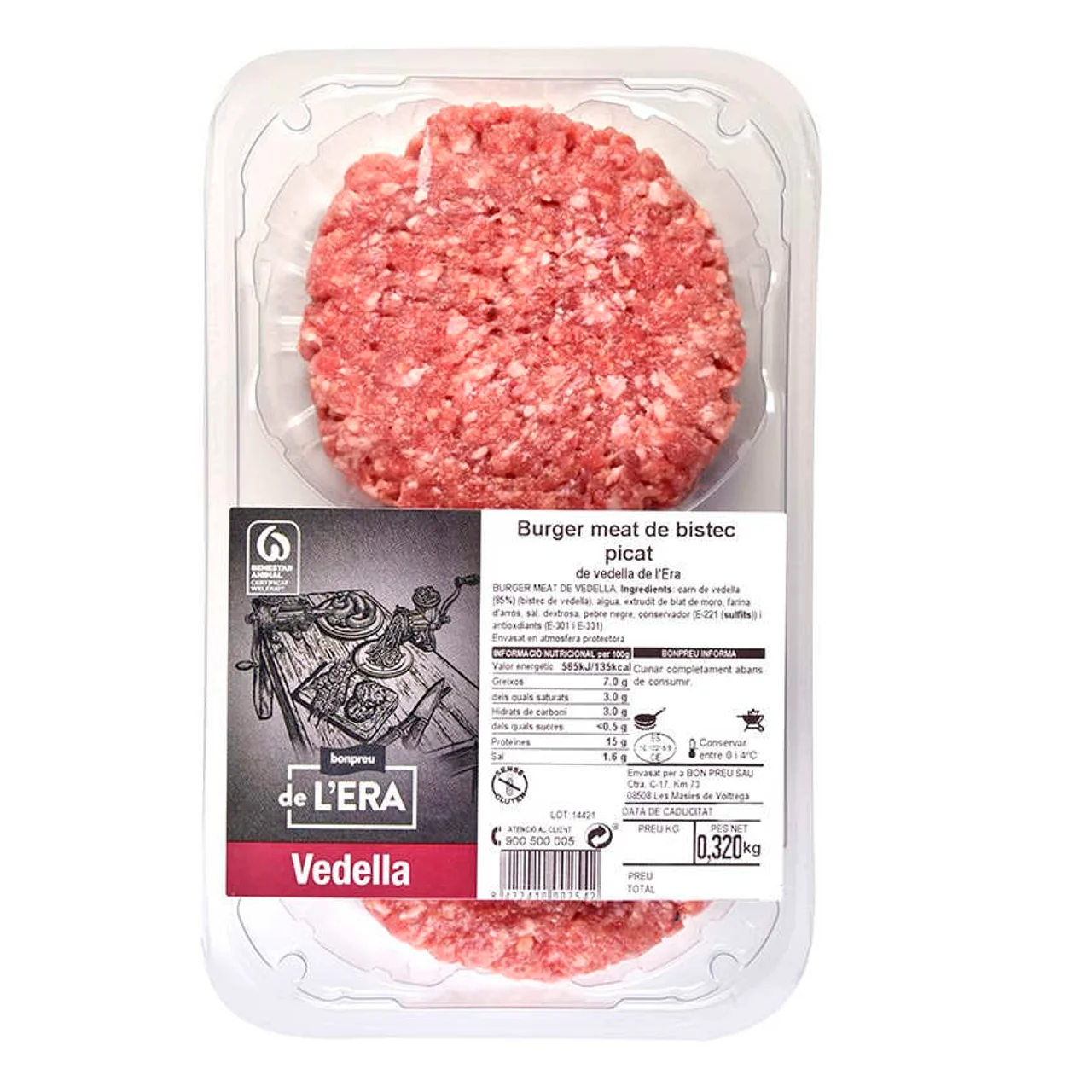 BONPREU DE L'ERA Burger de bistec picado