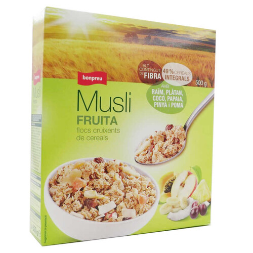 BONPREU Musli fruita, flocs cruixents de cereals