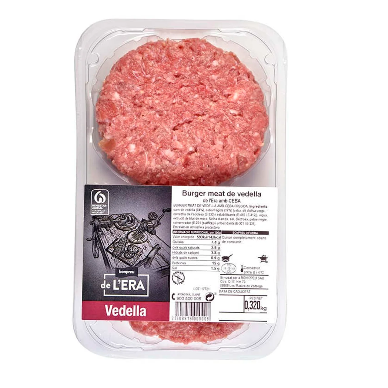BONPREU DE L'ERA Burger meat de ternera con cebolla
