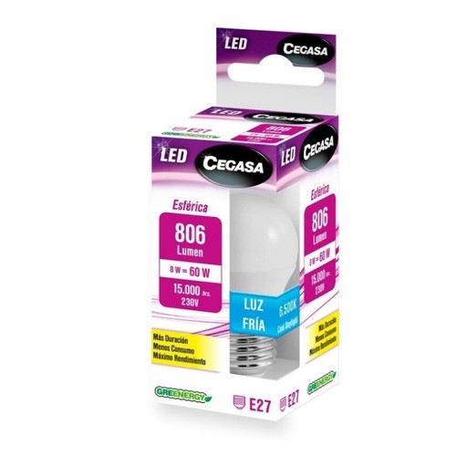 CEGASA Bombeta Led E27 llum freda 8W-6.500K
