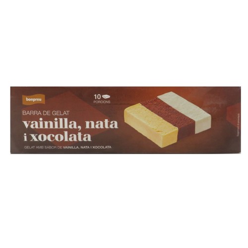 BONPREU Gelat amb sabor de vainilla, nata i xocolata