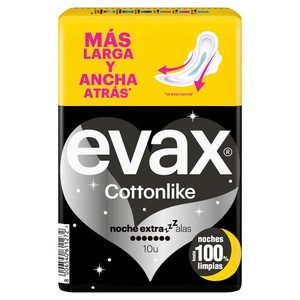 EVAX COTTONLIKE Compresa de nit extra amb ales 10 ud