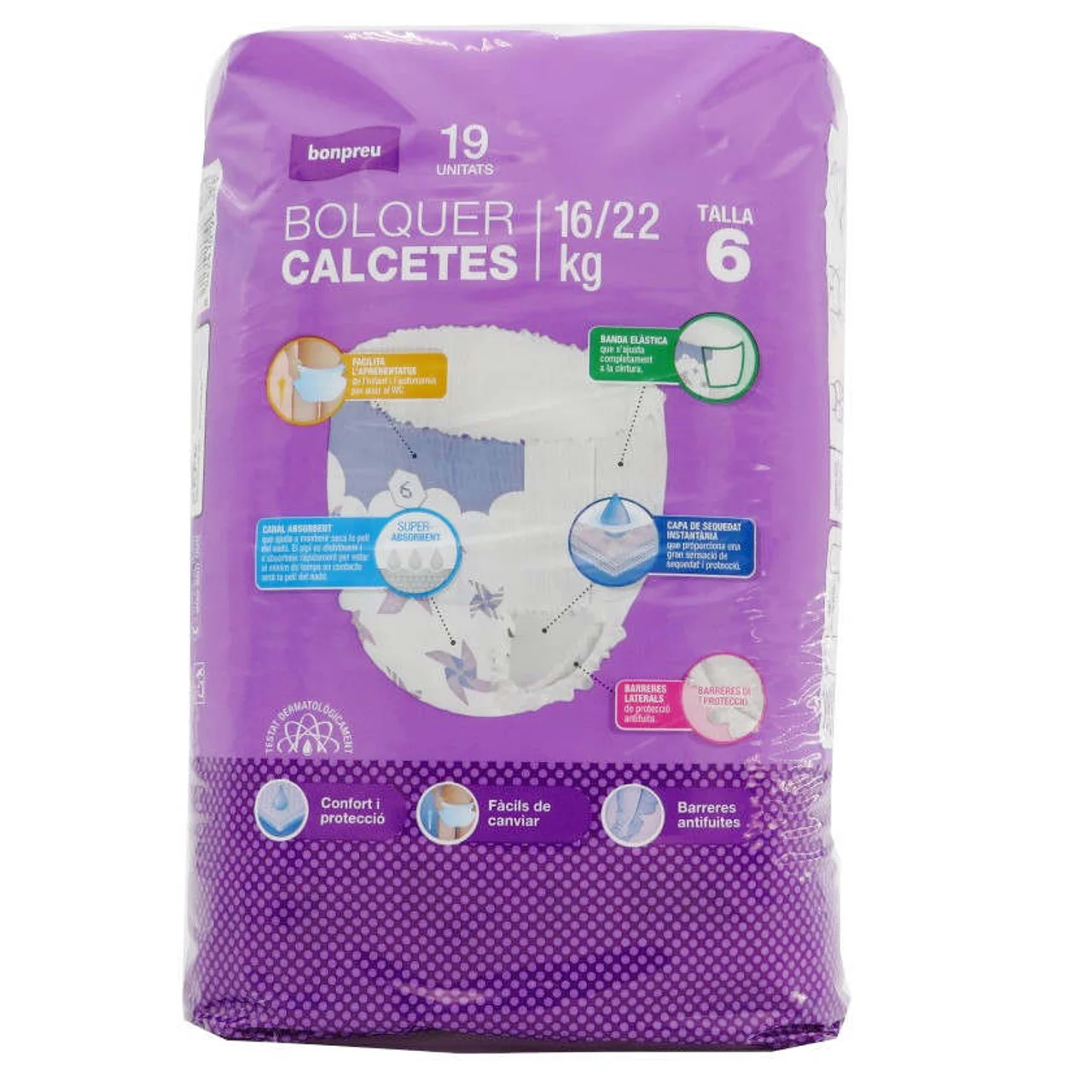 BONPREU Pañal braguitas T.6 (16-22 kg)