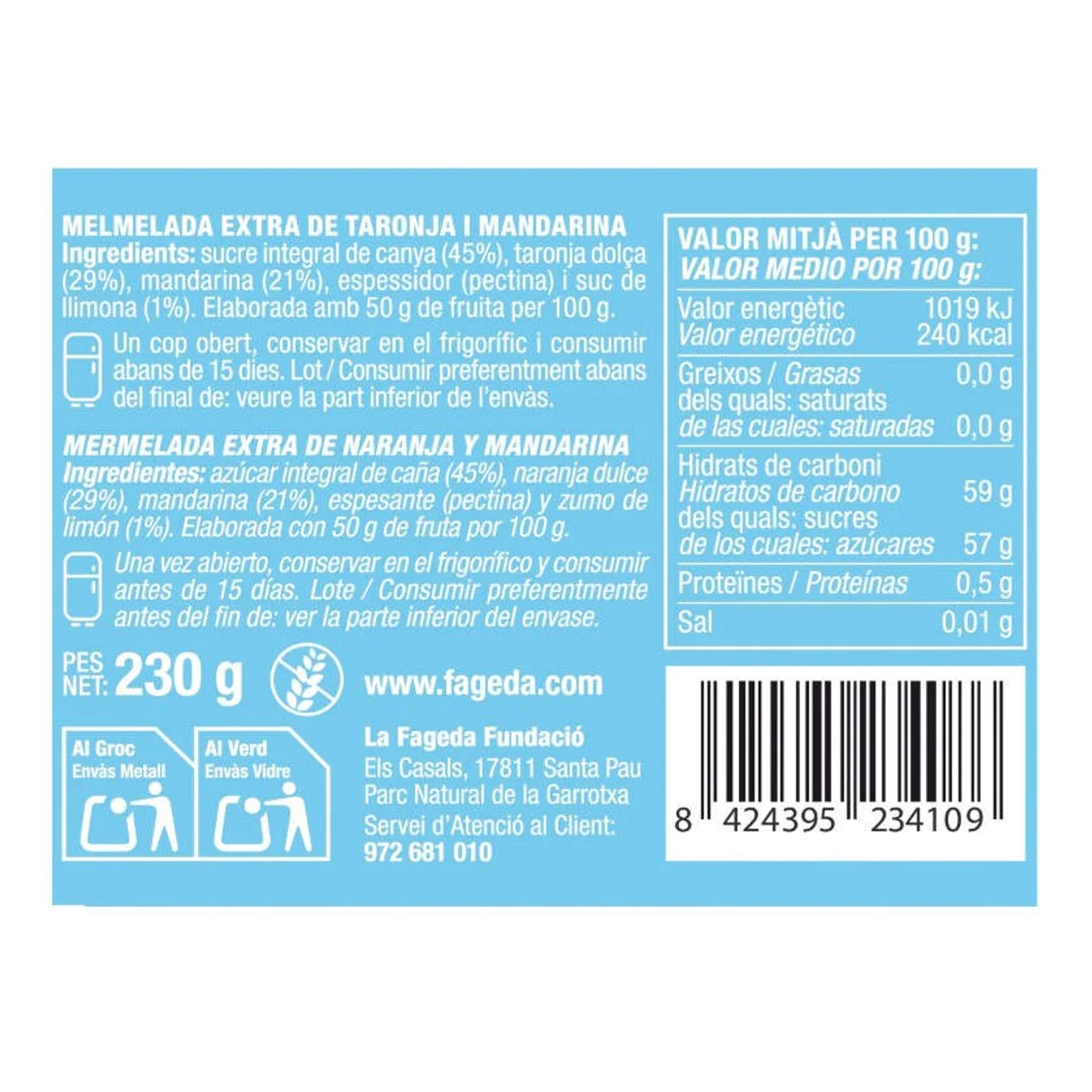 Mermelada de naranja y mandarina Km0