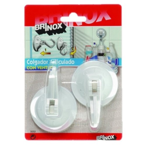 BRINOX Penjador blanc articulat amb ventosa mitjà 35 mm