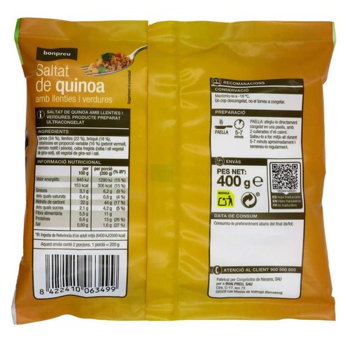 BONPREU Saltat de quinoa amb llenties i verdures
