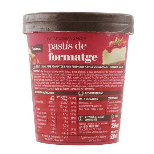 BONPREU Gelat crema sabor pastís de formatge