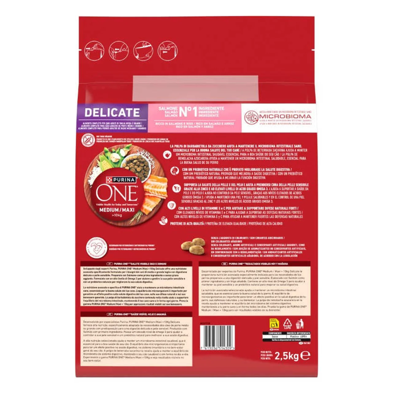 Comida de salmón y arroz Delicate para perro medium/maxi