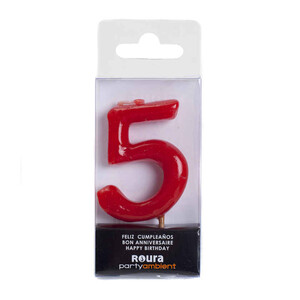 Imagen de ROURA Espelma aniversari color vermell núm.5